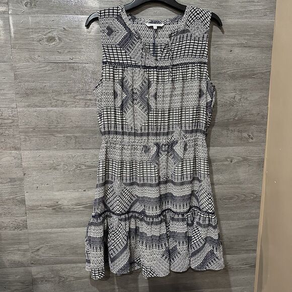 NEW Rebecca Minkoff Lucille Sleeveless Ruffle Dress Size XXL $198 Navy/Cream - Picture 1 of 10